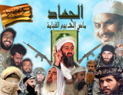 Tous unis pour le jihad autour de la figure de Ben Laden? Une voie qui répondrait aussi bien aux attentes de certains islamistes radicaux que des responsables de la "guerre contre le terrorisme", soucieux de réduire l'adversaire à un dénominateur commun. (Source de l'illustration: Ansaar.info)